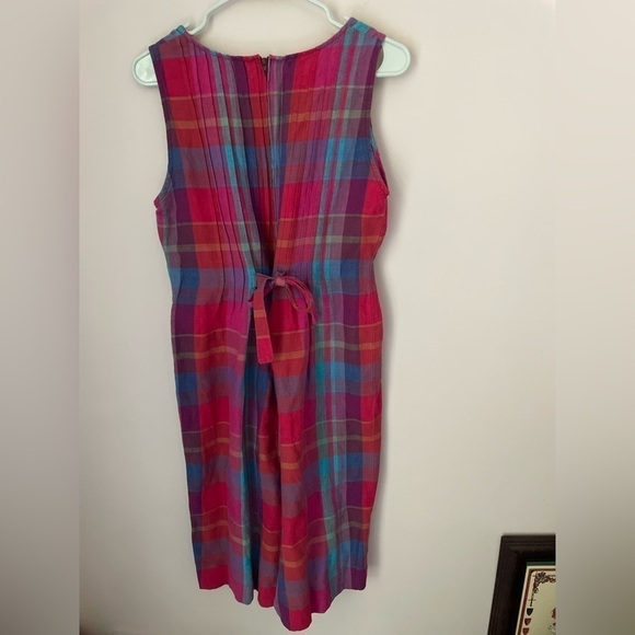 Positive Attitude Linen Blend Plaid Shift Dress Size 8 - Picture 5 of 7